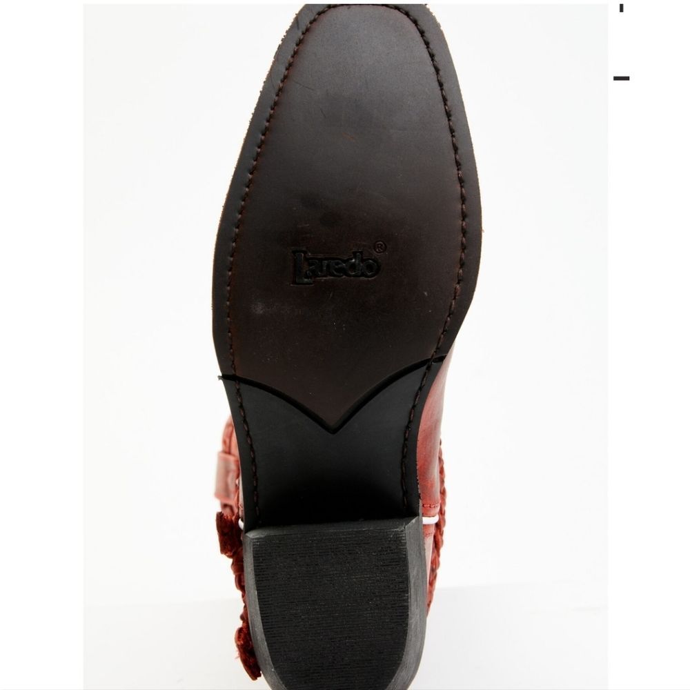 Laredo Knot In Time Square Toe Boots-Red - Picture 7 of 12